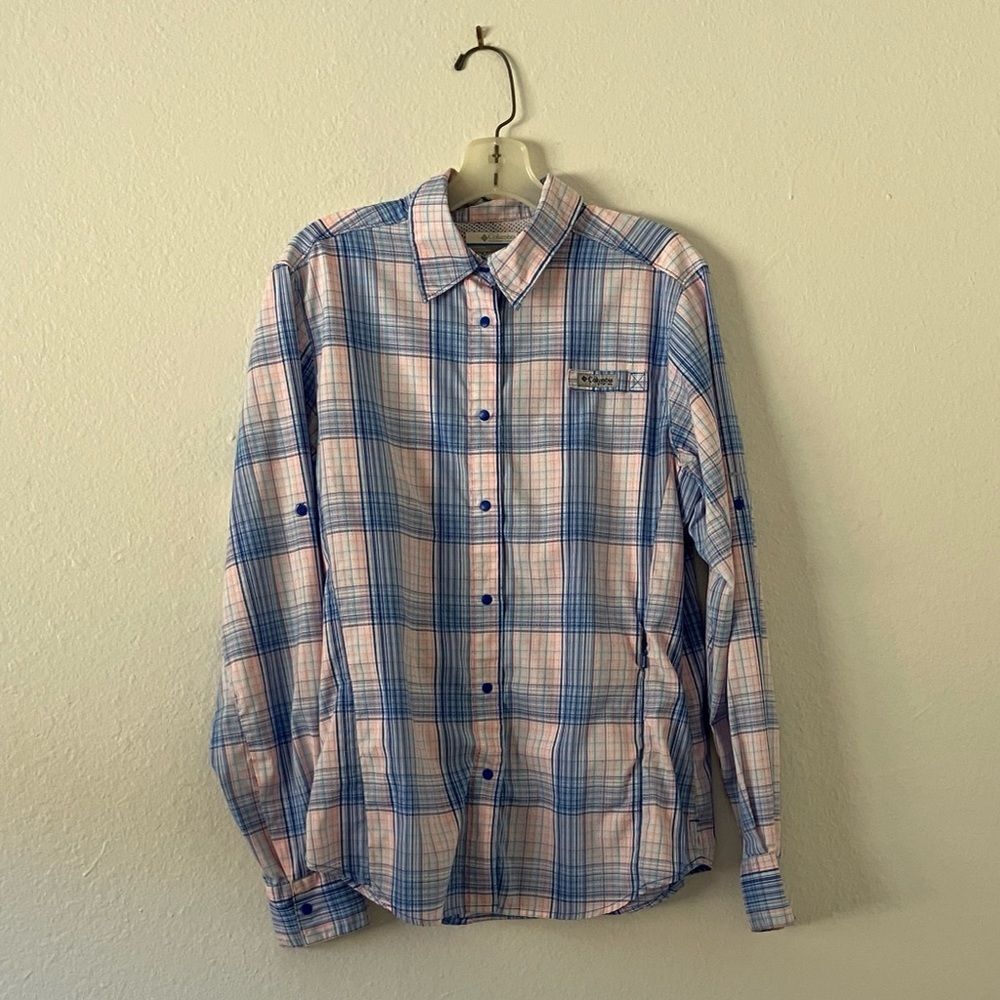 Blue and Pink Colombia PFG Button Down Shirt